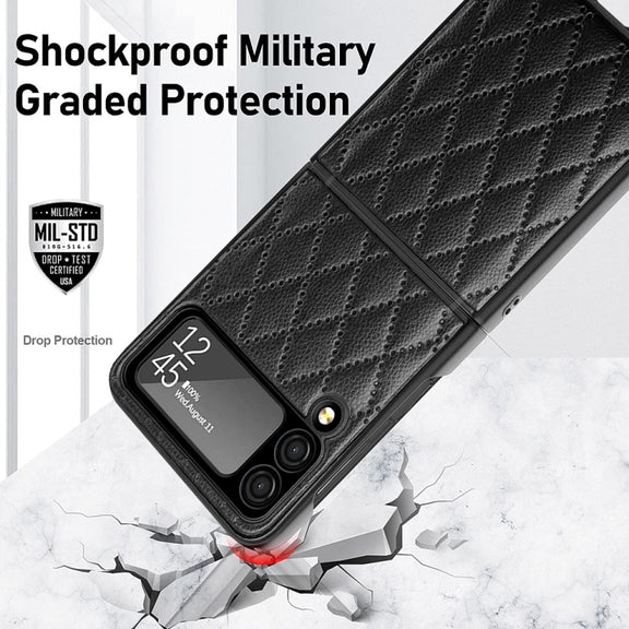 For Samsung Galaxy Z Flip4 Diamond Lattice Hinge Phone Case(Purple)