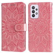 For Samsung Galaxy A33 5G Embossed Sunflower Leather Phone Case(Pink)