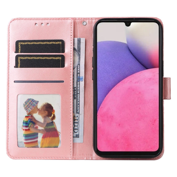 For Samsung Galaxy A33 5G Embossed Sunflower Leather Phone Case(Pink)