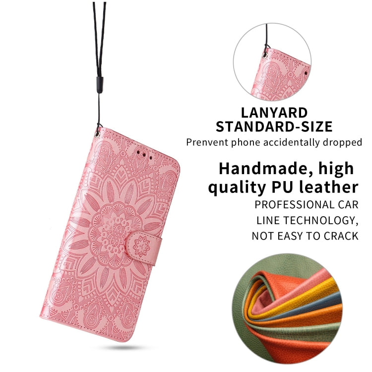 For Samsung Galaxy A33 5G Embossed Sunflower Leather Phone Case(Pink)