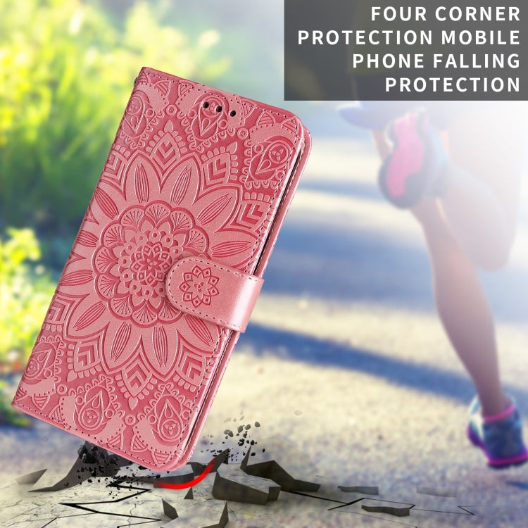 For Samsung Galaxy A33 5G Embossed Sunflower Leather Phone Case(Pink)