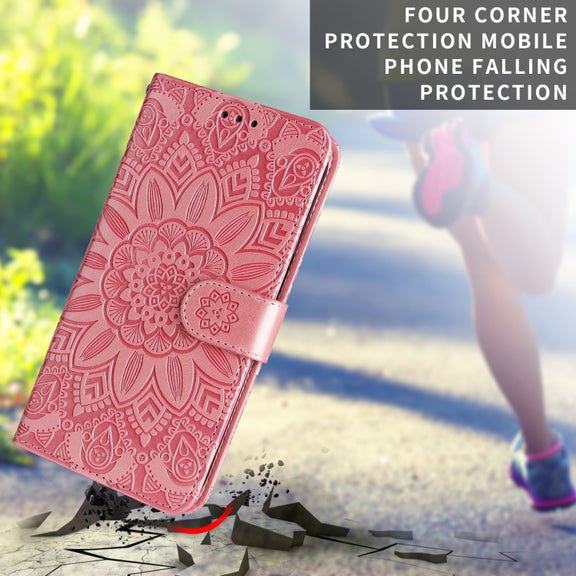 For Samsung Galaxy A33 5G Embossed Sunflower Leather Phone Case(Pink)