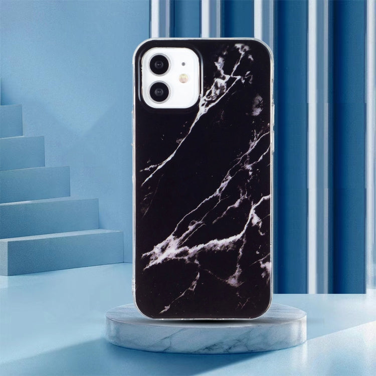 For iPhone 12 mini IMD Marble Pattern TPU Phone Case (Black)