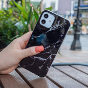 For iPhone 12 mini IMD Marble Pattern TPU Phone Case (Black)