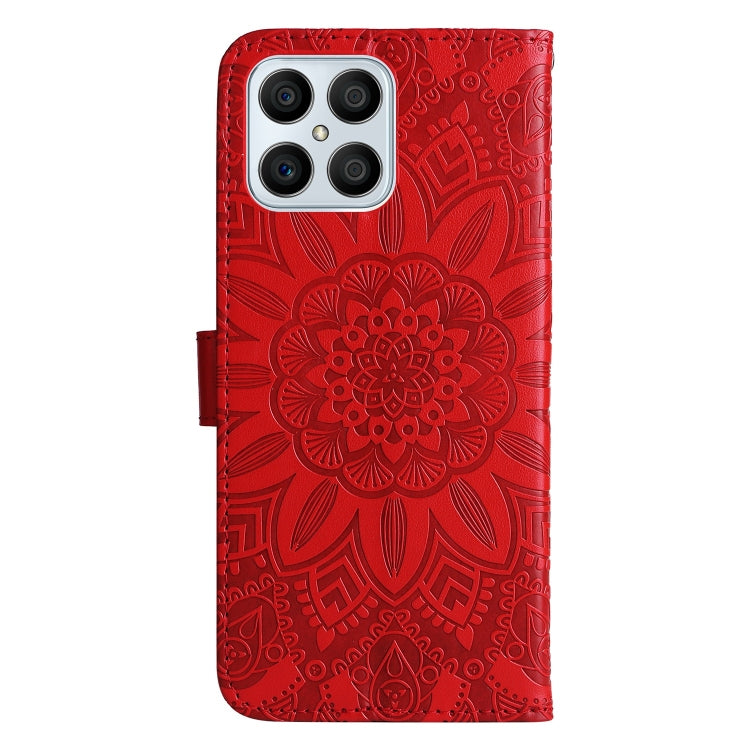 For Honor X8 / X30i Embossed Sunflower Leather Phone Case(Red)