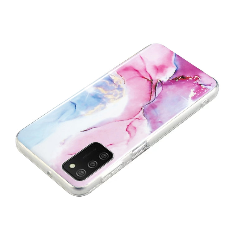 For Samsung Galaxy A02s IMD Marble Pattern TPU Phone Case(Pink Blue)