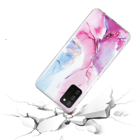 For Samsung Galaxy A02s IMD Marble Pattern TPU Phone Case(Pink Blue)