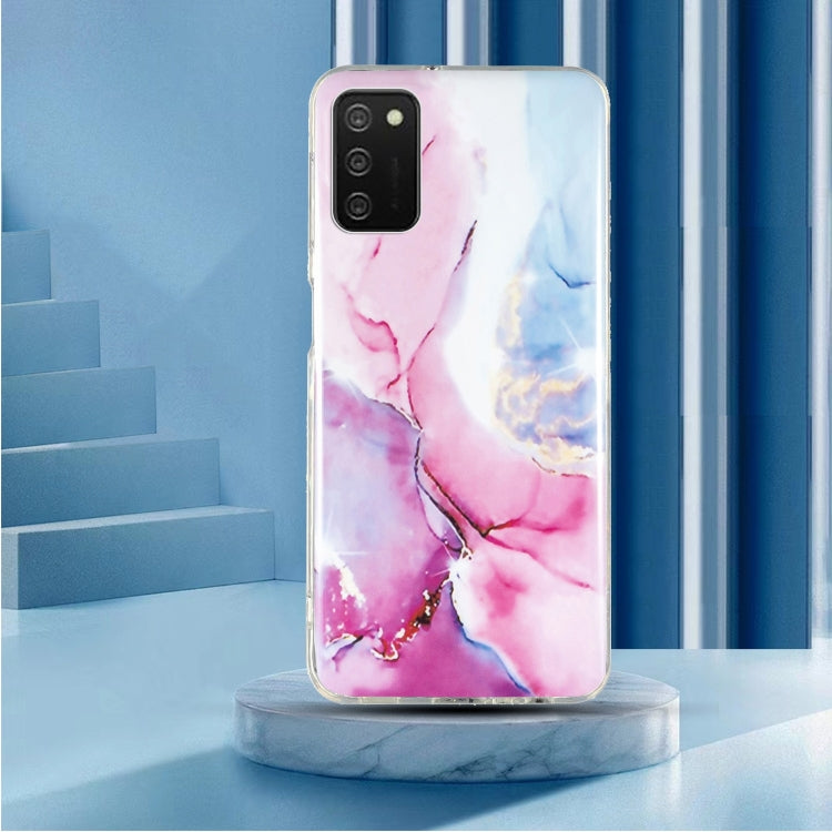 For Samsung Galaxy A02s IMD Marble Pattern TPU Phone Case(Pink Blue)