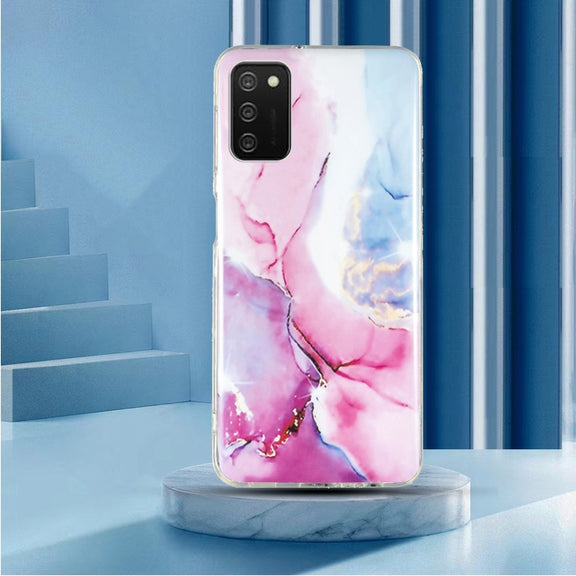 For Samsung Galaxy A02s IMD Marble Pattern TPU Phone Case(Pink Blue)