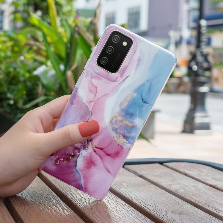 For Samsung Galaxy A02s IMD Marble Pattern TPU Phone Case(Pink Blue)