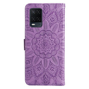 For OPPO A54 4G / A16 / A16s / A55 4G Embossed Sunflower Leather Phone Case(Purple)