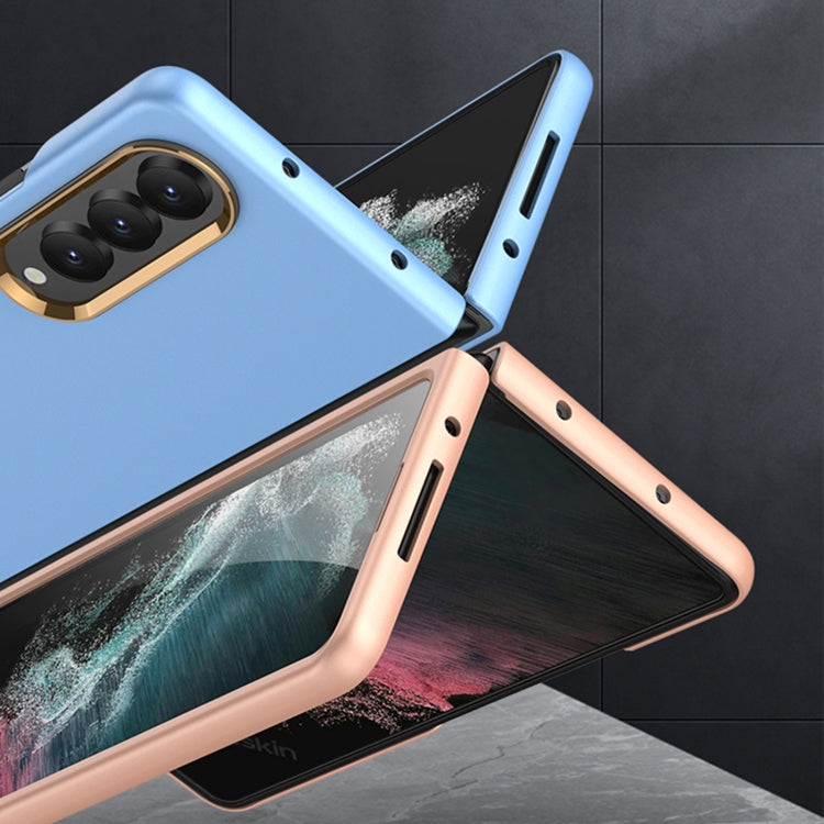 For Samsung Galaxy Z Fold4 GKK Ultra-thin Electroplating Lens Frame Phone Case(Brown)