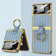 For Samsung Galaxy Z Flip4 GKK Weave Texture Electroplating Protective Phone Case(Blue) - Galaxy Z Flip4 5G Cases by GKK | Online Shopping South Africa | PMC TechLife