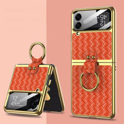 For Samsung Galaxy Z Flip4 GKK Weave Texture Electroplating Protective Phone Case(Red)