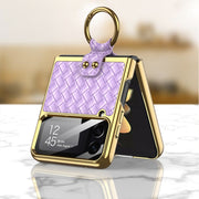 For Samsung Galaxy Z Flip4 GKK Weave Texture Electroplating Protective Phone Case(Purple)
