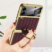 For Samsung Galaxy Z Flip4 GKK Weave Texture Electroplating Protective Phone Case(Red)