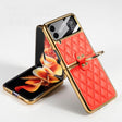 For Samsung Galaxy Z Flip4 GKK Integrated Plating + Leather Phone Case with Ring(Orange) - Galaxy Z Flip4 5G Cases by GKK | Online Shopping South Africa | PMC TechLife | Buy Now Pay Later Mobicred