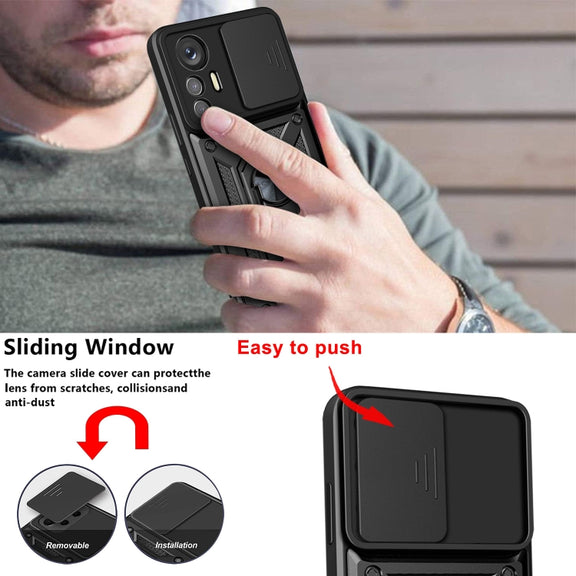 For Xiaomi 12 Lite Sliding Camera Design TPU + PC Phone Case(Black)