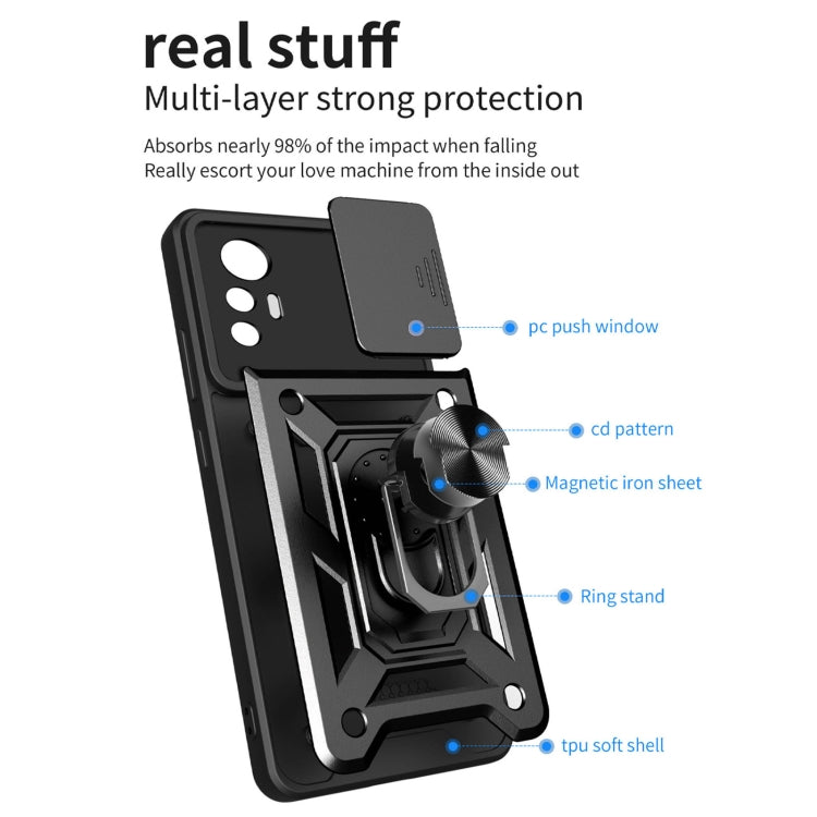 For Xiaomi 12 Lite Sliding Camera Design TPU + PC Phone Case(Black)