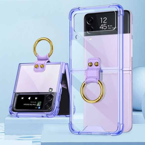 For Samsung Galaxy Z Flip4 GKK Airbag Protective Phone Case with Ring(Purple)