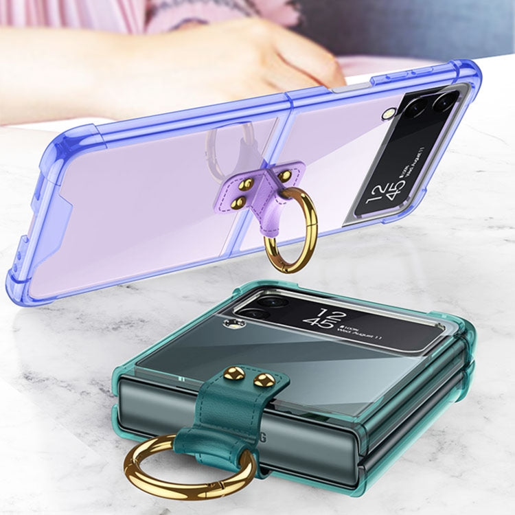 For Samsung Galaxy Z Flip4 GKK Airbag Protective Phone Case with Ring(Purple)