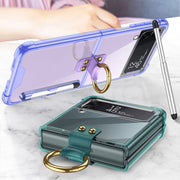 For Samsung Galaxy Z Flip4 GKK Airbag Protective Phone Case with Ring & Pen(Green)