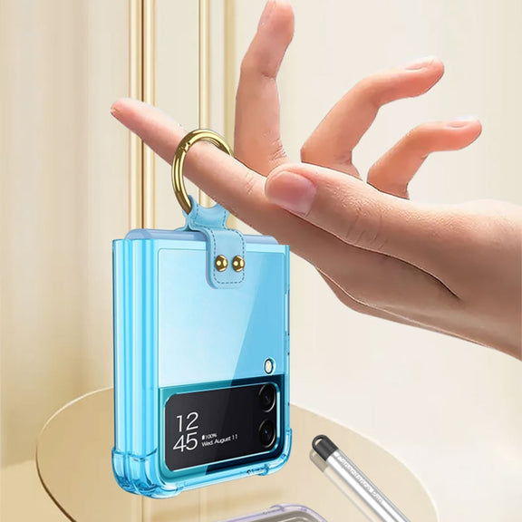 For Samsung Galaxy Z Flip4 GKK Airbag Protective Phone Case with Ring & Pen(Green)