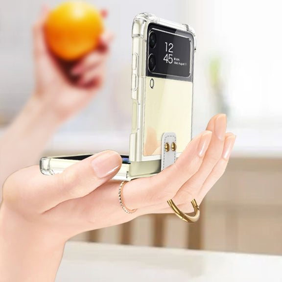 For Samsung Galaxy Z Flip4 GKK Airbag Protective Phone Case with Ring & Pen(Green)