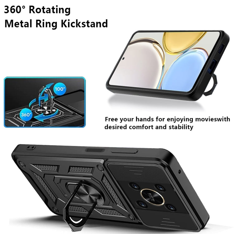 For Honor X9 5G/X9 4G Sliding Camera Design TPU + PC Phone Case(Black)