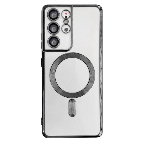 For Samsung Galaxy S22+ 5G Electroplated Frame MagSafe Magnetic Phone Case(Black)