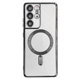 For Samsung Galaxy S22 Ultra 5G Electroplated Frame MagSafe Magnetic Phone Case(Black) - Galaxy S22 Ultra 5G Cases by PMC TechLife | Online Shopping South Africa | PMC TechLife