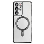 For Samsung Galaxy S22 Ultra 5G Electroplated Frame MagSafe Magnetic Phone Case(Black)