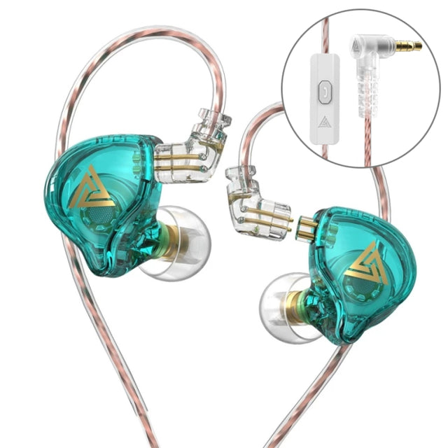 QKZ AK6 PLUS HiFi Bass Detachable Audio Cable Dynamic Heavy Bass Wired Earphone, Style:with Mic(Cyan-blue)