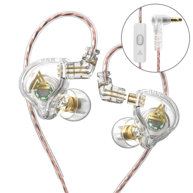 QKZ AK6 PLUS HiFi Bass Detachable Audio Cable Dynamic Heavy Bass Wired Earphone, Style:with Mic(White)