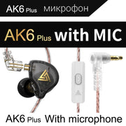 QKZ AK6 PLUS HiFi Bass Detachable Audio Cable Dynamic Heavy Bass Wired Earphone, Style:with Mic(Black)