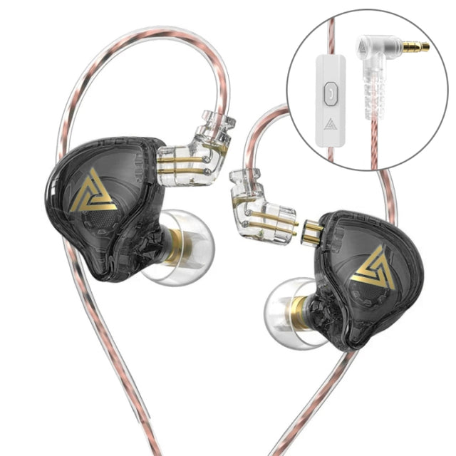 QKZ AK6 PLUS HiFi Bass Detachable Audio Cable Dynamic Heavy Bass Wired Earphone, Style:with Mic(Black)