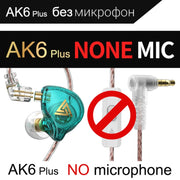 QKZ AK6 PLUS HiFi Bass Detachable Audio Cable Dynamic Heavy Bass Wired Earphone, Style:without Mic(Cyan-blue)