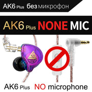 QKZ AK6 PLUS HiFi Bass Detachable Audio Cable Dynamic Heavy Bass Wired Earphone, Style:without Mic(Colorful)
