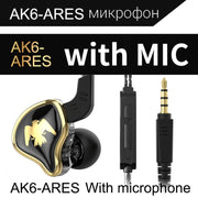 QKZ AK6-Ares Sports In-ear HIFI Wired Control Earphone with Mic(Black)