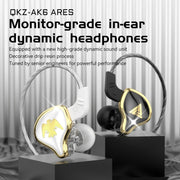 QKZ AK6-Ares Sports In-ear HIFI Wired Control Earphone with Mic(White)