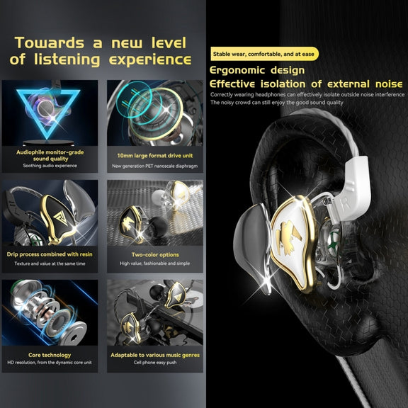 QKZ AK6-Ares Sports In-ear HIFI Wired Control Earphone with Mic(White)