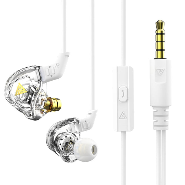 QKZ DMX Sports In-ear HIFI 3.5mm Wired Control Earphone with Mic(Transparent)