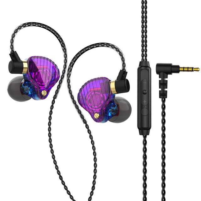 QKZ SK3 3.5mm Sports In-ear Wired HIFI Bass Stereo Sound Earphone with Mic(Blue Purple)