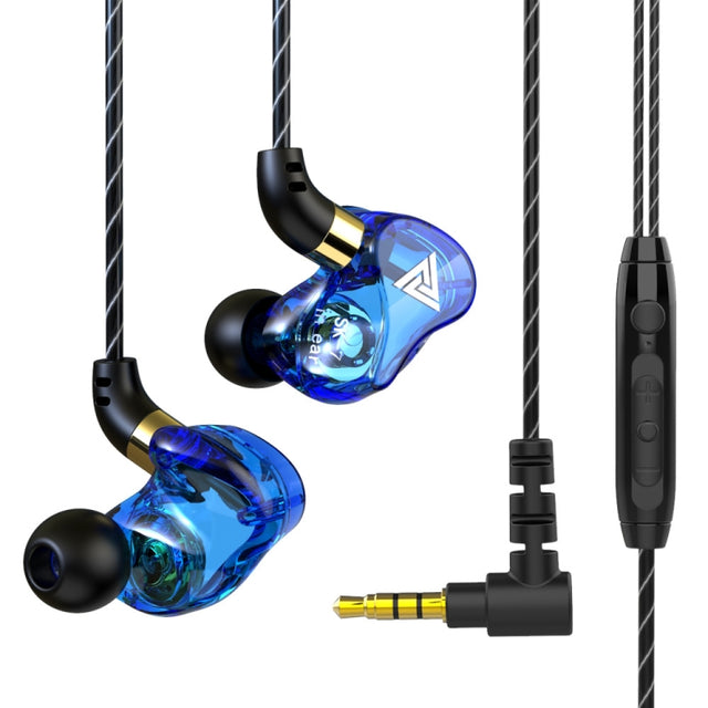QKZ SK7 3.5mm Sports In-ear Copper Driver Wired HIFI Stereo Earphone with Mic(Dark Blue)
