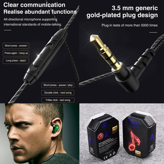 QKZ SK7 3.5mm Sports In-ear Copper Driver Wired HIFI Stereo Earphone with Mic(Red)