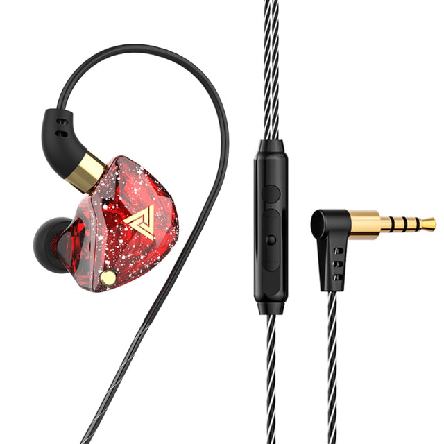QKZ SK8 3.5mm Sports In-ear Dynamic HIFI Monitor Earphone with Mic(Red)