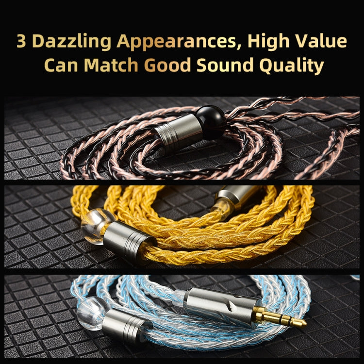 QKZ T1 8 Core TC Silver Plated 3.5mm 0.75mm 2PIN HIFI Earphone Update Cable(Brown)