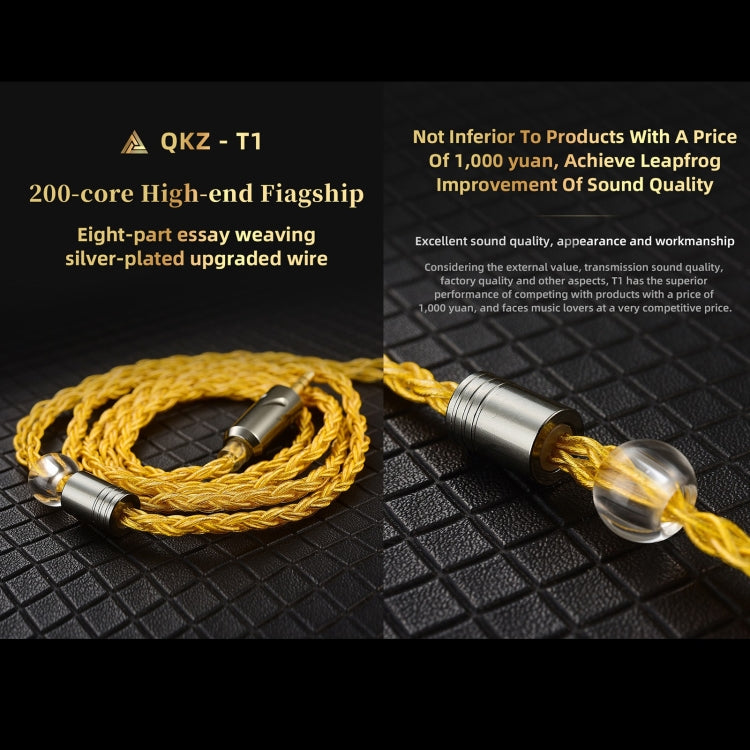 QKZ T1 8 Core TC Silver Plated 3.5mm 0.75mm 2PIN HIFI Earphone Update Cable(Blue)