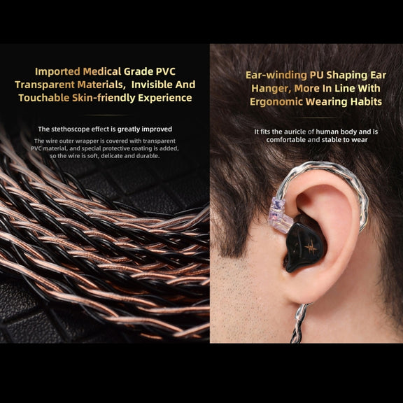 QKZ T1 8 Core TC Silver Plated 3.5mm 0.75mm 2PIN HIFI Earphone Update Cable(Brown)
