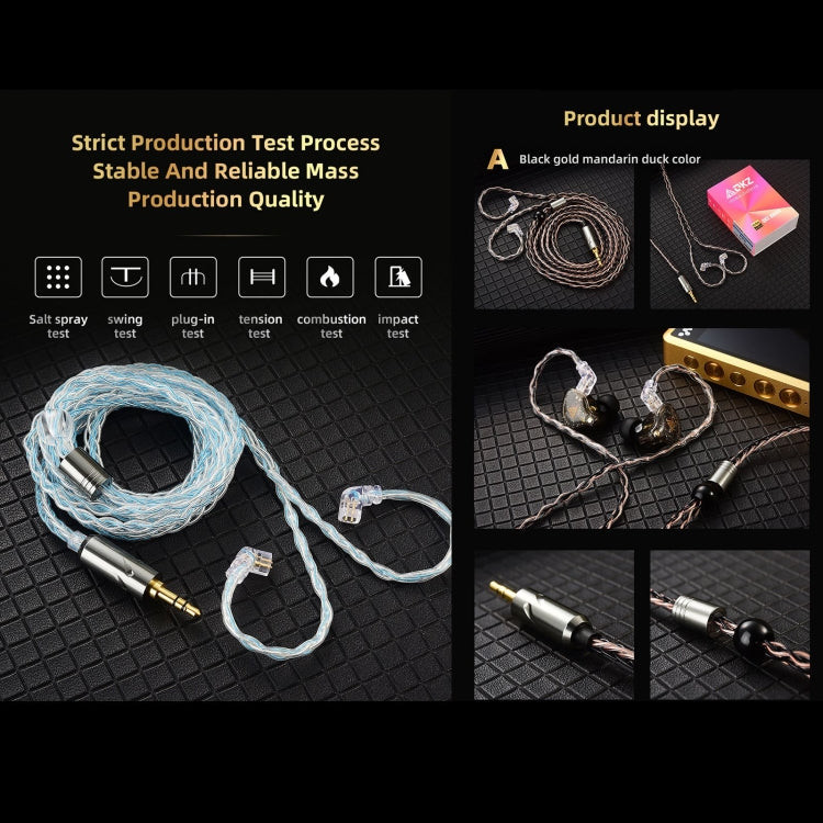 QKZ T1 8 Core TC Silver Plated 3.5mm 0.75mm 2PIN HIFI Earphone Update Cable(Brown)
